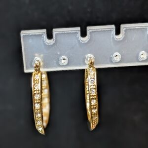 Elegant Stainless Goldtone CZ Hoop Earrings